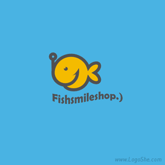 可爱的胖头鱼logo设计