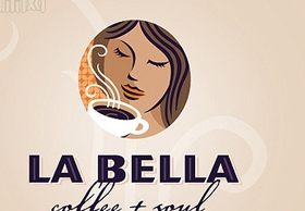 logo设计-美女享受咖啡的过程