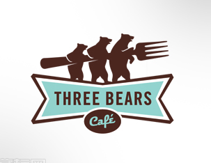 logo设计-三只小熊喝咖啡
