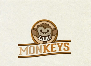 可爱的猴子钢琴logo设计