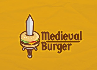 logo设计-一把刀穿过汉堡包
