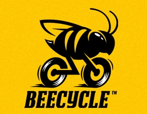会踩自行车的小蜜蜂logo设计
