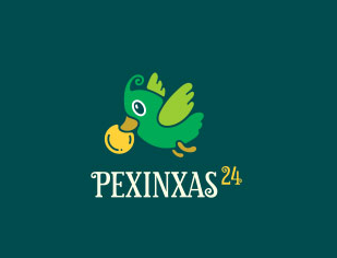 可爱的绿色鹦鹉logo设计