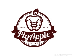 苹果小猪的创意组合logo设计