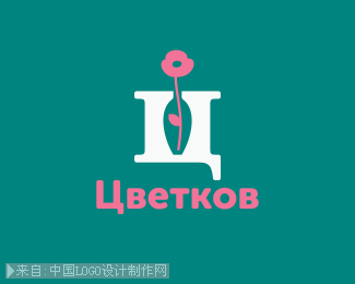 Tsvetok俄语花店logo设计欣赏