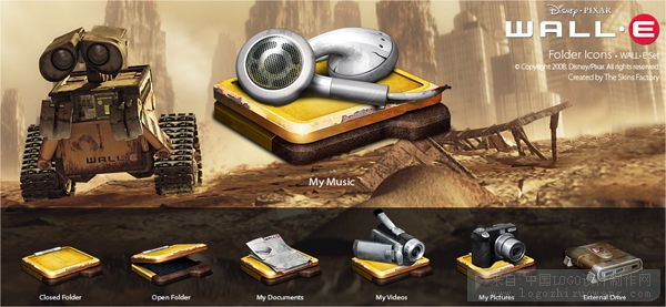 机械人Wall-E官方桌面主题设计