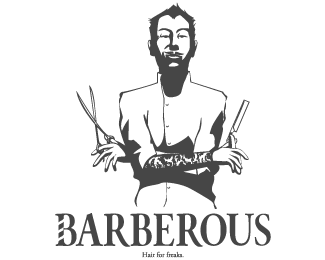 Barberous-发型艺术沙龙logo设计欣赏