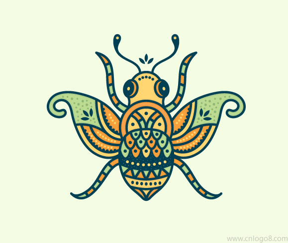 彩色风格化蜜蜂标志