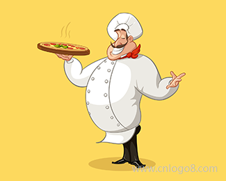 比萨厨师卡通形象LOGO标志