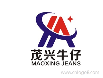 中文：茂兴牛仔（英文：MAOXING JEANS）企业标志
