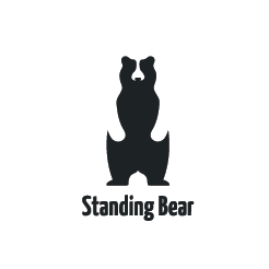 卡通熊logo设计  正负形  黑白