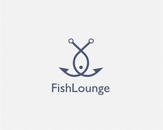 FishLounge鱼钩图标标志设计