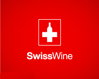 葡萄酒瓶标志瑞士国旗SwissWine