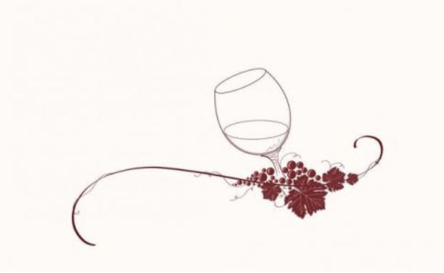 酒杯、葡萄、葡萄酒设计标志