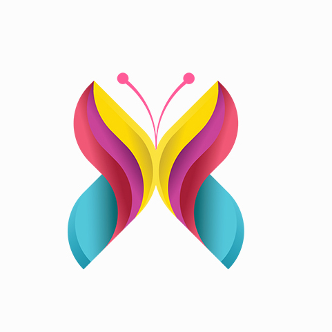 蝴蝶logo设计  彩色  折叠