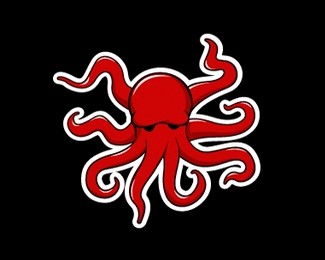 红色怪物八爪鱼章鱼卡通标志