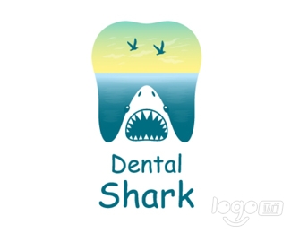 Dental Shark牙科鲨鱼logo设计欣赏