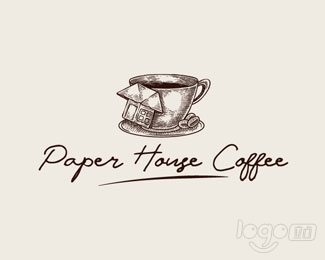 paper house coffee纸屋咖啡logo设计欣赏