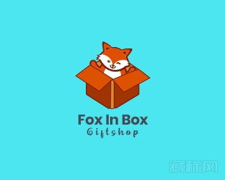 Fox in box狐狸礼物logo设计欣赏