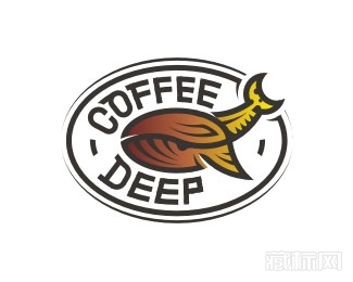 Coffee Deep咖啡鱼logo设计欣赏