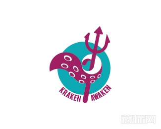 KRAKEN AWAKEN叉子与章鱼logo设计欣赏