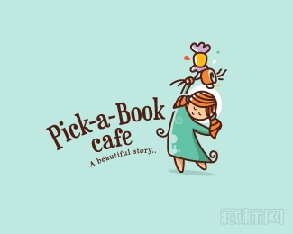 Pick-a-book Cafe咖啡logo设计欣赏