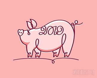 Happy Piglet Year猪年快乐logo设计欣赏