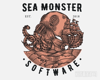 Sea Monster Software海怪软件logo设计欣赏