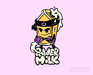 Power Milk动力牛奶logo设计欣赏