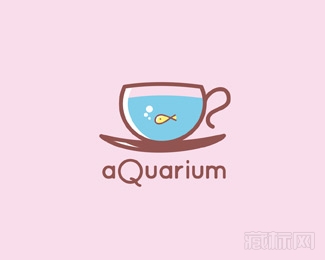 Aquarium Cafe水族馆咖啡logo设计欣赏