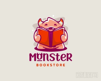 Monster Bookstore看书的怪兽logo设计欣赏