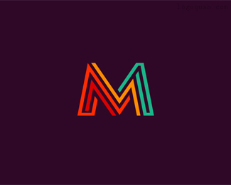 彩色M字母设计