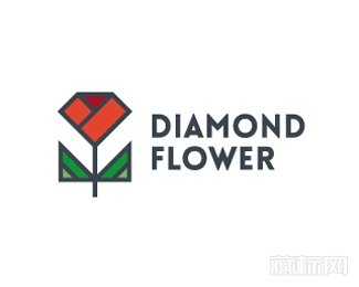 Diamond Flower玫瑰花logo设计欣赏