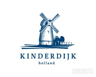 Kinderdijk Holland风车logo设计欣赏