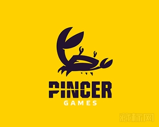 Pincer GAMES螃蟹游戏标志设计欣赏