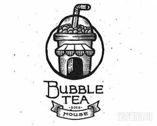 Bubble Tea House饮料房子标志设计