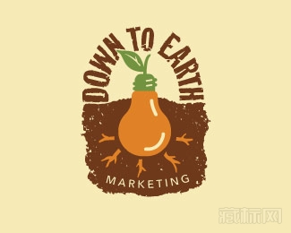 Down to Earth Marketing灯泡胡萝卜标志设计