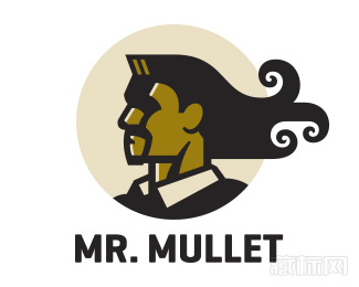 Mr. Mullet男人头像标志