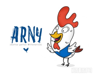 Arny The Rooster卡通鸡logo设计