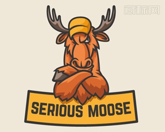 Serious Moose卡通鹿logo设计