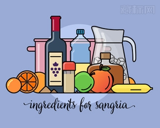 Ingredients for sangria汽水logo设计