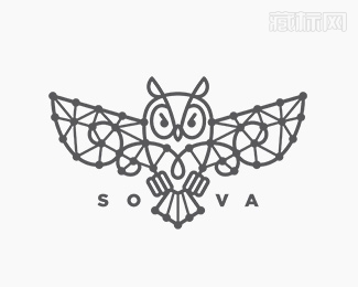 Sova猫头鹰logo设计