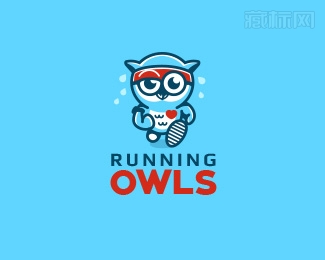 Running owls猫头鹰运动员logo设计