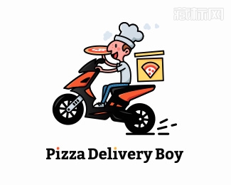 Pizza Delivery Boy送披萨的男孩logo设计