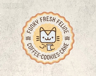 Funky Fresh Feline Coffee House猫咖啡馆商标设计