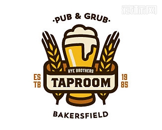 Rye Brothers Taproom黑麦兄弟酒吧logo设计