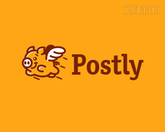 Postly会飞的猪标志设计
