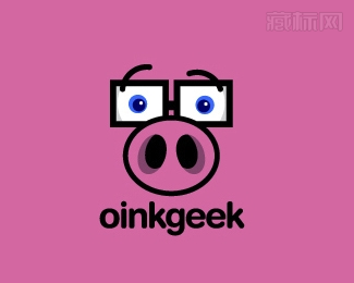 oinkgeek戴眼镜的猪logo设计