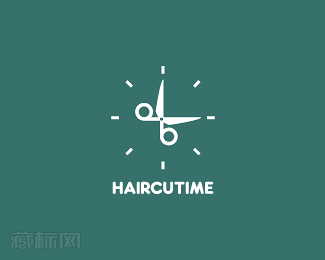 haircutime剪刀时钟logo设计欣赏