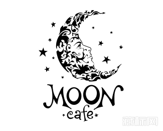 Moon cafe月亮咖啡标志设计